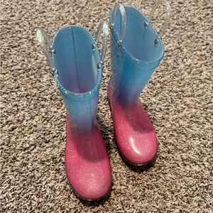 Kids Glittery Pink and Blue Rain Boots